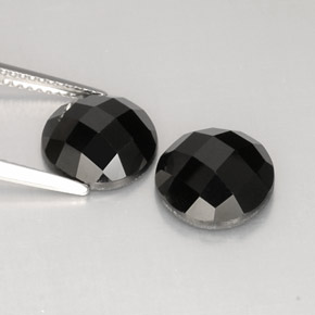 Gemas de espinela negro natural de  ct, corte redondo, opaco