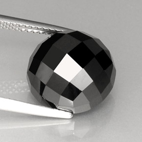 Espinela negro natural de 8,90 ct, corte redondo, opaco