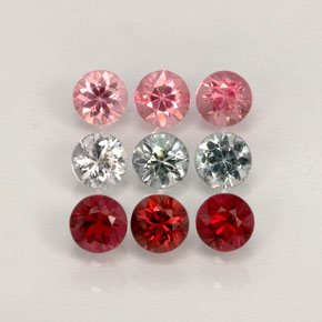Gemas de espinela multicolor natural de  ct, corte redondo, VVS-VS
