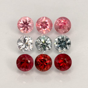 Gemas de espinela multicolor natural de  ct, corte redondo, VVS-VS