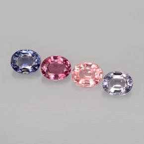 Gemas de espinela multicolor natural de  ct, corte óvalo, VVS-VS