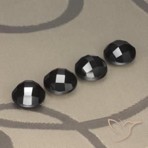 Gemas de Espinela Negro natural de 19.19 ct, Redondo, Opaco