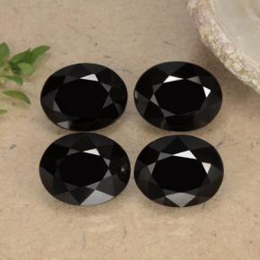 Gemas de espinela negro natural de  ct, corte óvalo, opaco