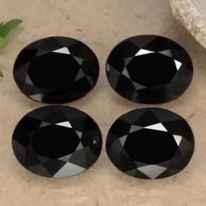 Gemas de espinela negro natural de  ct, corte óvalo, opaco