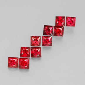 Gemas de espinela rojo natural de  ct, cuadrado, VVS-VS