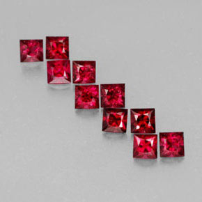 Gemas de espinela rojo natural de  ct, cuadrado, VVS-VS