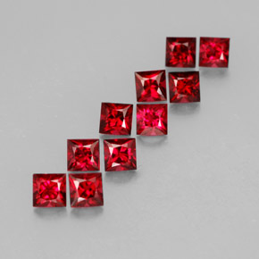 Gemas de espinela rojo natural de  ct, cuadrado, VVS-VS