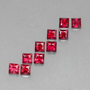Gemas de espinela rojo natural de  ct, cuadrado, VVS-VS
