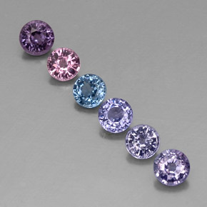 Gemas de espinela multicolor natural de  ct, corte redondo, VVS-VS