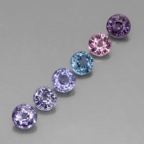Gemas de espinela multicolor natural de  ct, corte redondo, VVS-VS