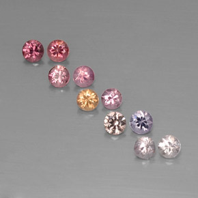 Gemas de espinela multicolor natural de  ct, corte redondo, VVS-VS