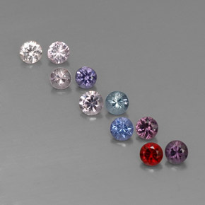 Gemas de espinela multicolor natural de  ct, corte redondo, VVS-VS