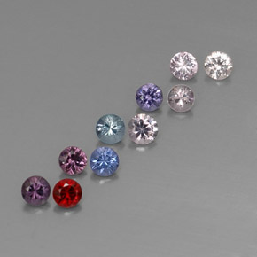 Gemas de espinela multicolor natural de  ct, corte redondo, VVS-VS
