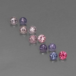 Gemas de espinela multicolor natural de  ct, corte redondo, VVS-VS