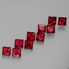 Gemas de espinela rojo natural de  ct, cuadrado, VVS-VS