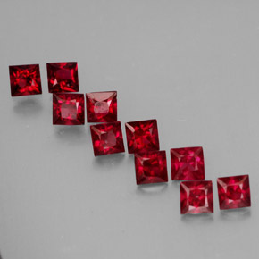 Gemas de espinela rojo natural de  ct, cuadrado, VVS-VS