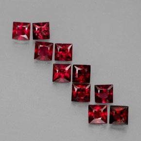 Gemas de espinela rojo natural de  ct, cuadrado, VVS-VS