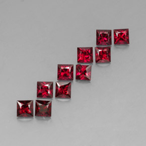 Gemas de espinela rojo natural de  ct, cuadrado, VVS-VS