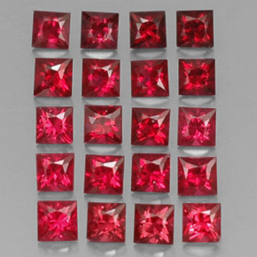 Gemas de espinela rojo natural de  ct, cuadrado, VVS-VS