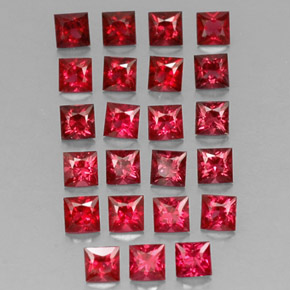 Gemas de espinela rojo natural de  ct, cuadrado, VVS-VS