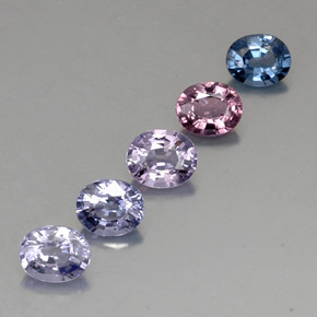 Gemas de espinela multicolor natural de  ct, corte óvalo, VVS