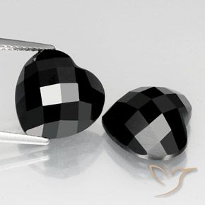 14.51ctw Natural Negro Espinela, Corazón, Opaco