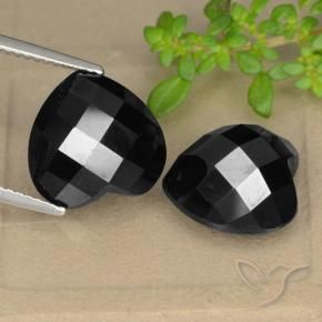 Gemas de Espinela Negro natural de 13.93 ct, Corazón, Opaco