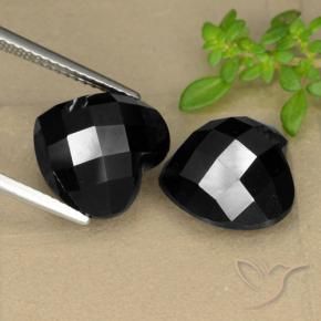 Gemas de Espinela Negro natural de 14.59 ct, Corazón, Opaco