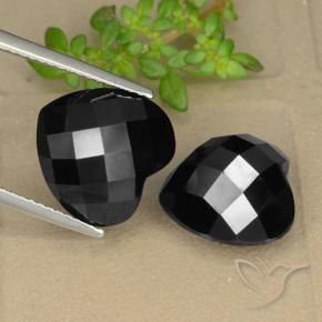 Gemas de Espinela Negro natural de 13.85 ct, Corazón, Opaco