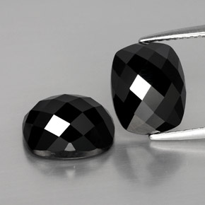 Gemas de espinela negro natural de 8,03 ct, corte cojín, opaco