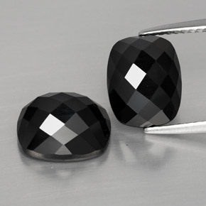 Gemas de espinela negro natural de 8,44 ct, corte cojín, opaco