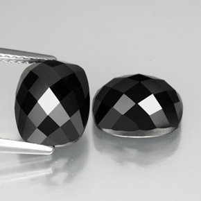 Gemas de espinela negro natural de 7,82 ct, corte cojín, opaco