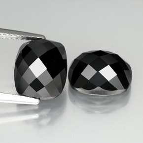 Gemas de espinela negro natural de 8,11 ct, corte cojín, opaco