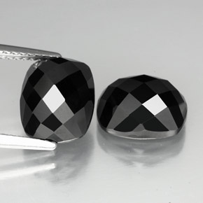 Gemas de espinela negro natural de 7,86 ct, corte cojín, opaco