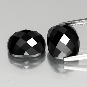 Gemas de Espinela Negro natural de 15.03 ct, Corte Cojín, Opaco