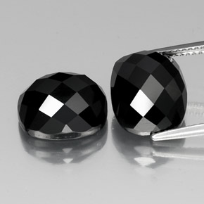 Gemas de espinela negro natural de 15,01 ct, corte cojín, opaco