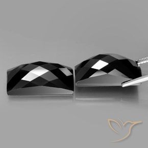 Gemas de Espinela Negro natural de 25.90 ct, Corte Baguette, Opaco