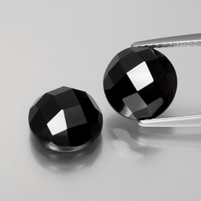 Gemas de espinela negro natural de 7,78 ct, corte redondo, opaco