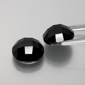 Gemas de espinela negro natural de 6,96 ct, corte redondo, opaco