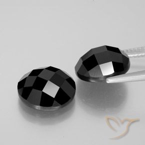 Gemas de Espinela Negro natural de 13.85 ct, Redondo, Opaco