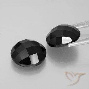 Gemas de Espinela Negro natural de 13.48 ct, Redondo, Opaco