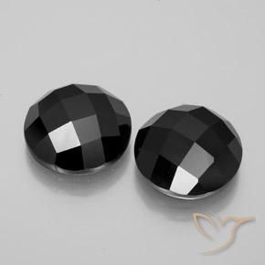 Gemas de Espinela Negro natural de 13.84 ct, Redondo, Opaco
