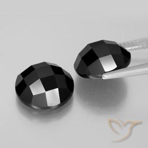 Gemas de Espinela Negro natural de 13.84 ct, Redondo, Opaco
