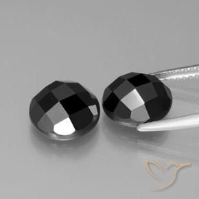 Gemas de Espinela Negro natural de 7.49 ct, Redondo, Opaco