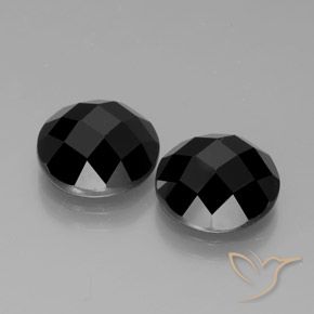 Gemas de Espinela Negro natural de 8.76 ct, Redondo, Opaco