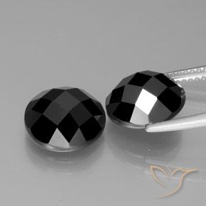 Gemas de Espinela Negro natural de 8.76 ct, Redondo, Opaco