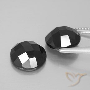 Gemas de Espinela Negro natural de 8.89 ct, Redondo, Opaco