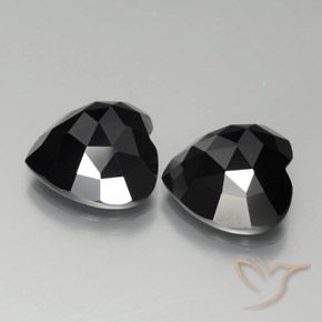 Gemas de Espinela Negro natural de 17.48 ct, Corazón, Opaco