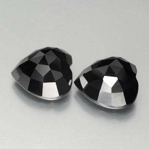 Gemas de Espinela Negro natural de 19.39 ct, Corazón, Opaco