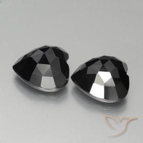 Gemas de Espinela Negro natural de 16.97 ct, Corazón, Opaco